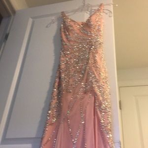 Long light pink sequence dress